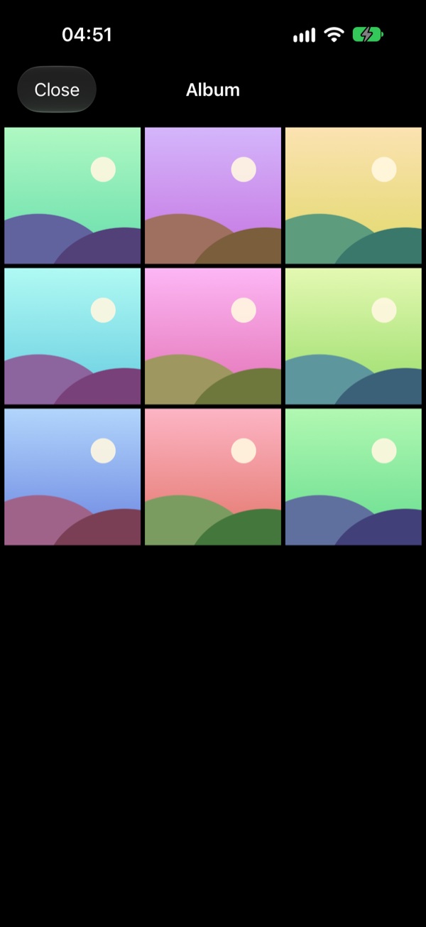 A shared album open in NativeGrind, showing a grid of photos